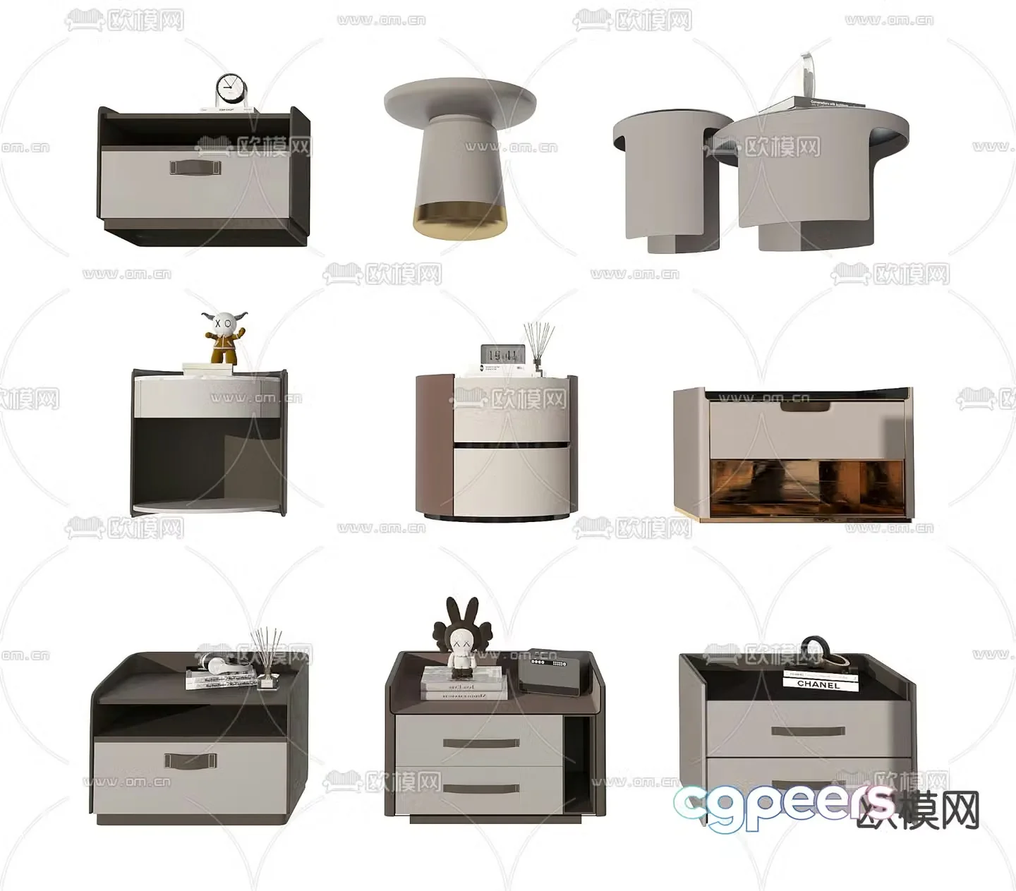 Modern bedside table combination 3d model