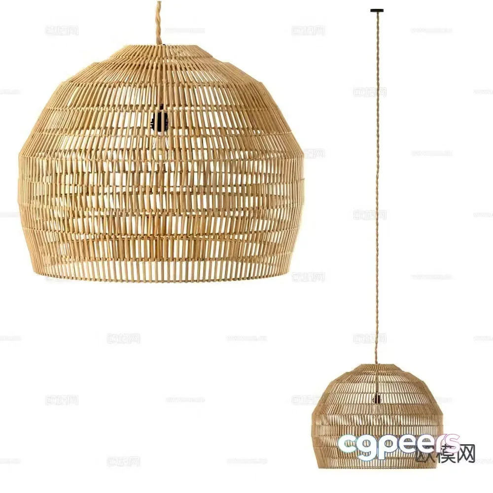 Couleur rattan chandelier 3d model