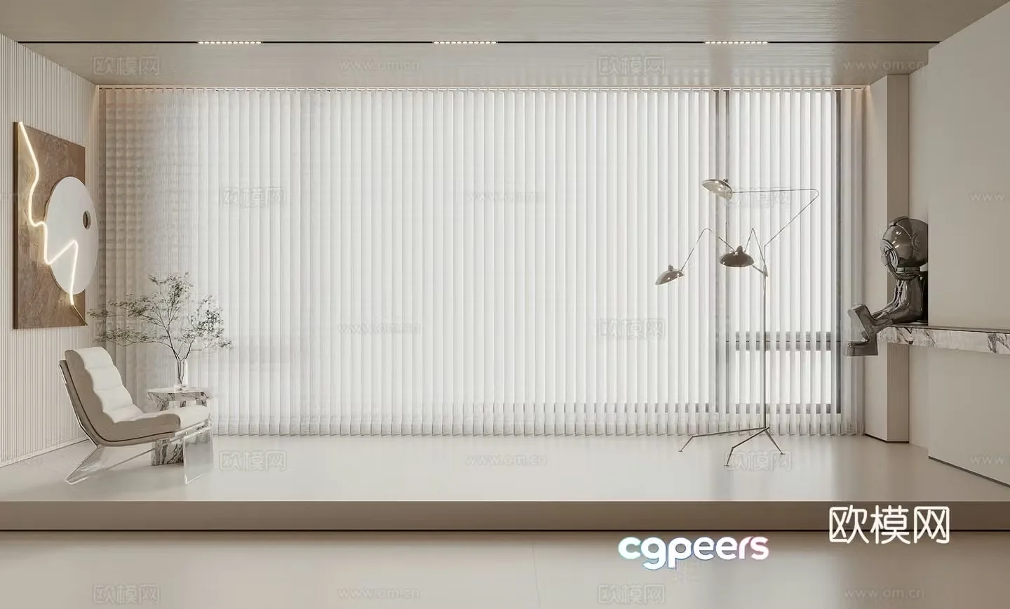 Modern dream curtain venetian blind 3d model