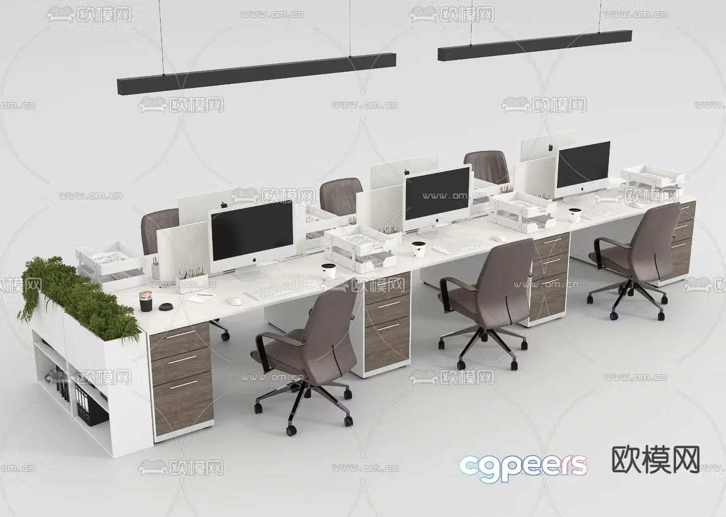Office desk and chair card space 3d model