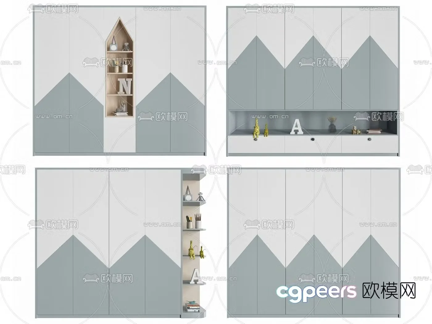 Modern minimalist children’s wardrobe 3d model