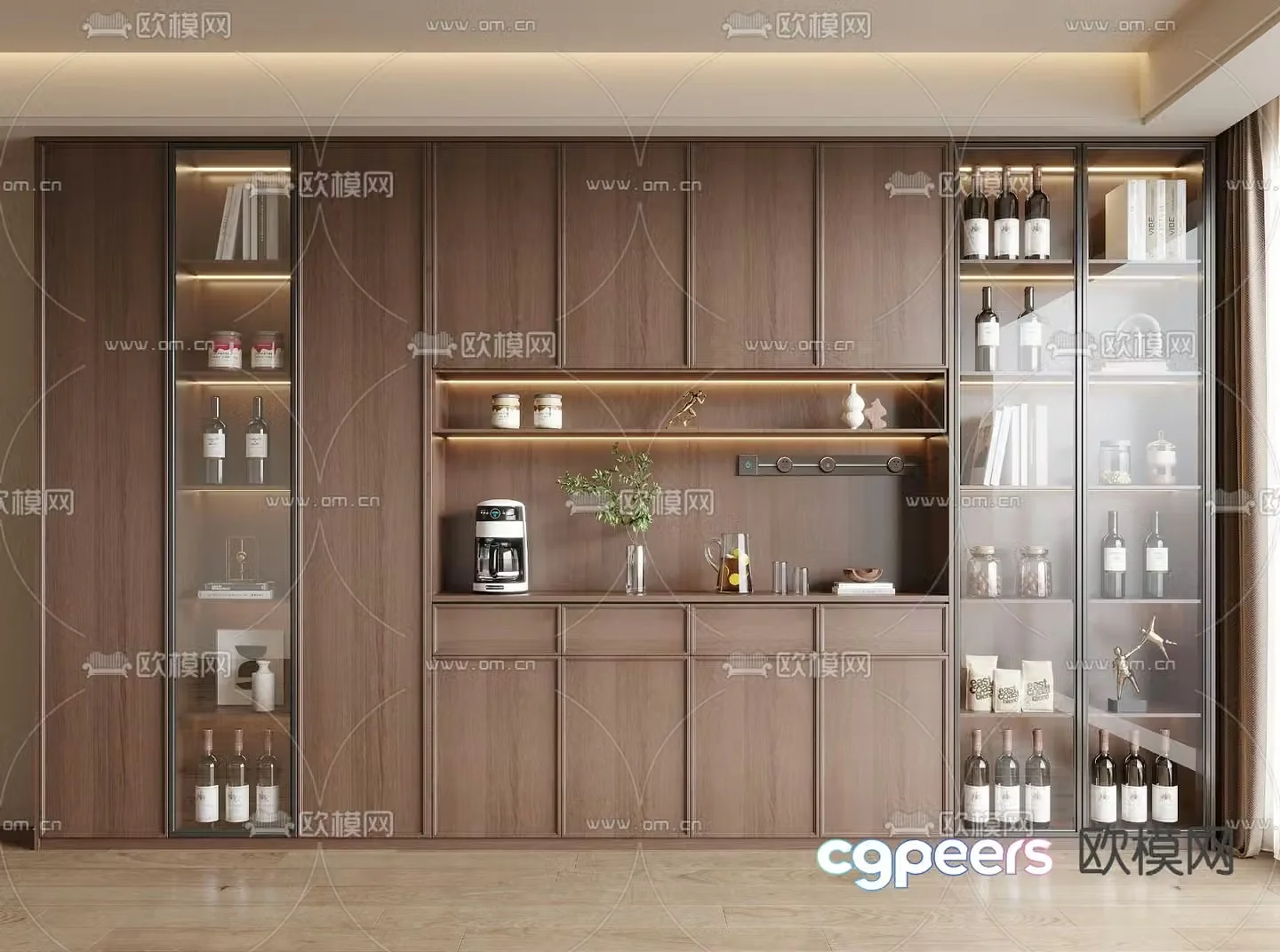 Medieval style wine cabinet and sideboard 3D model