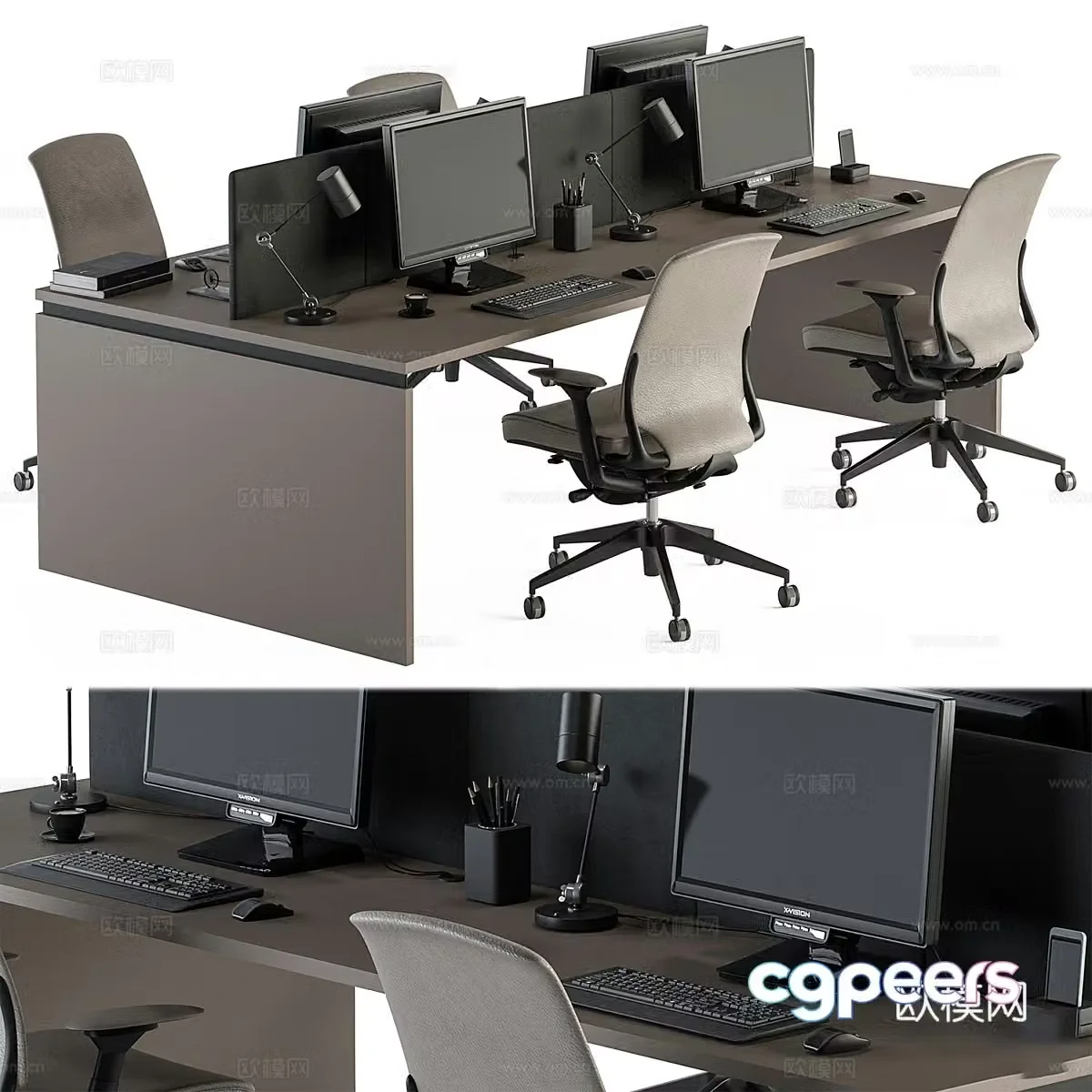 Modern office desk and chair employee desk and chair 3d model