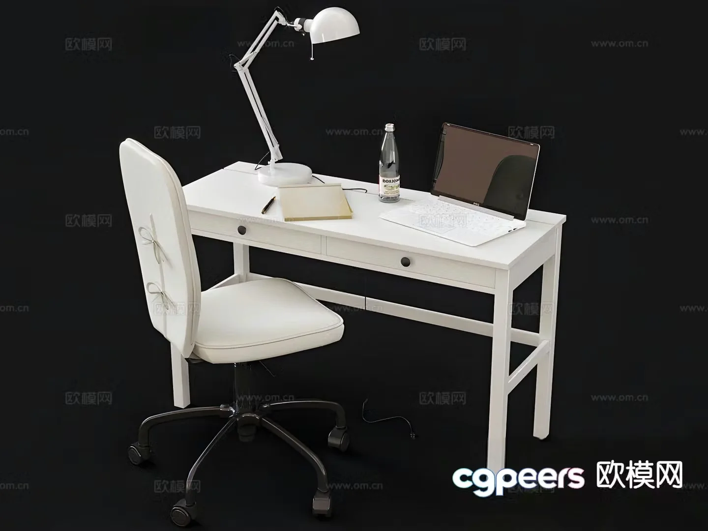 Modern desk study table computer desk computer chair 3d model