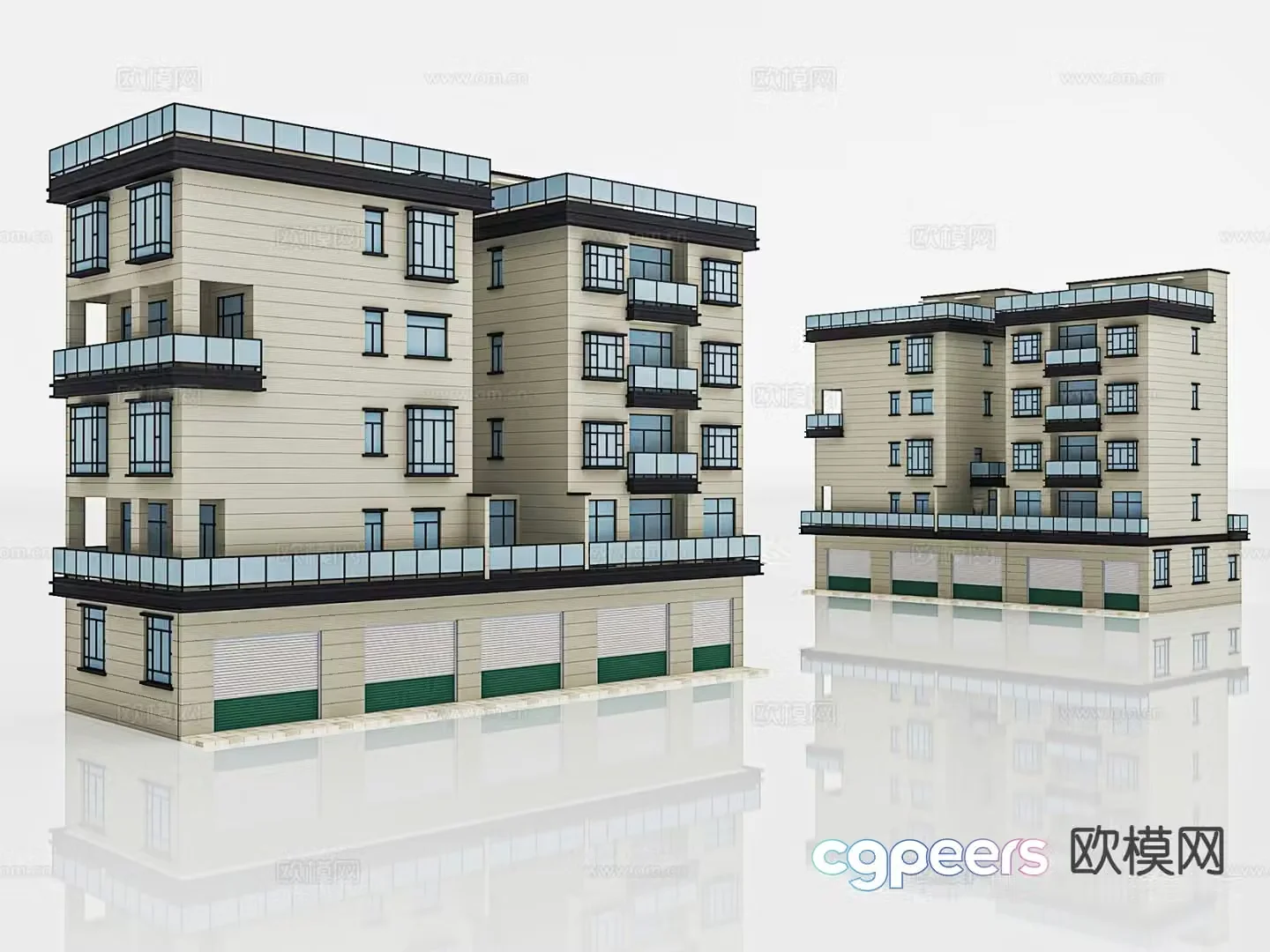 3d model of modern residential building components