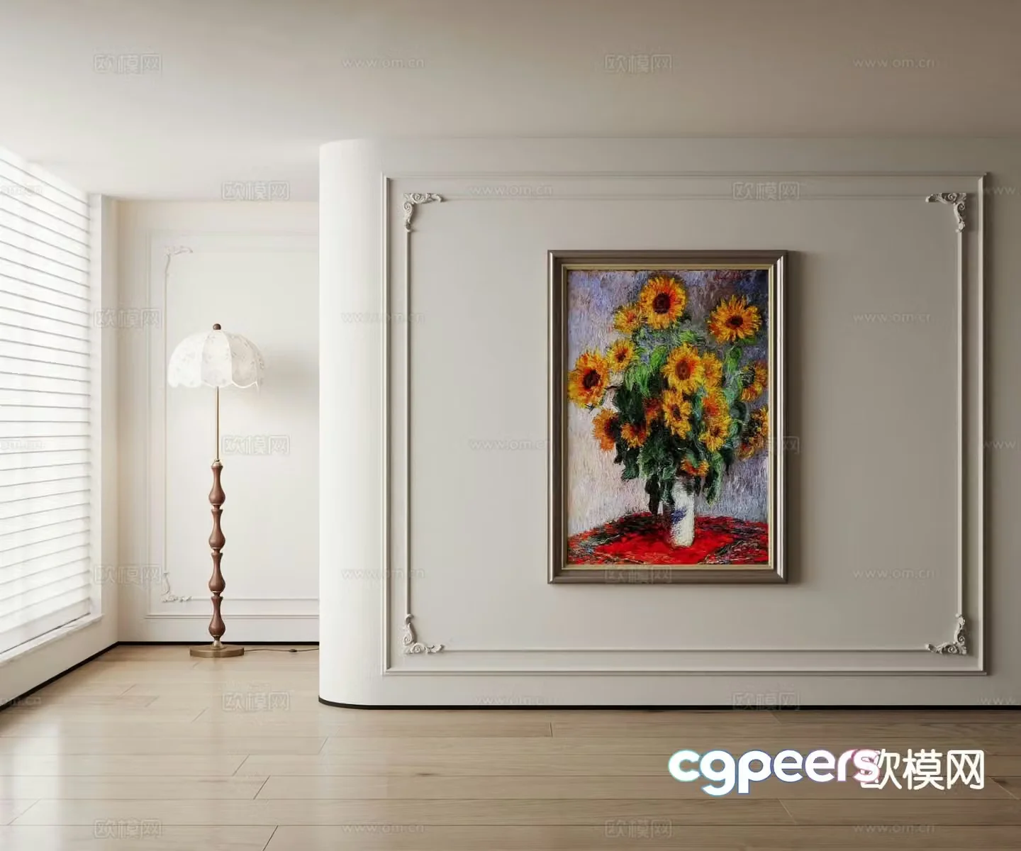 American decorative painting flower oil painting 3d model