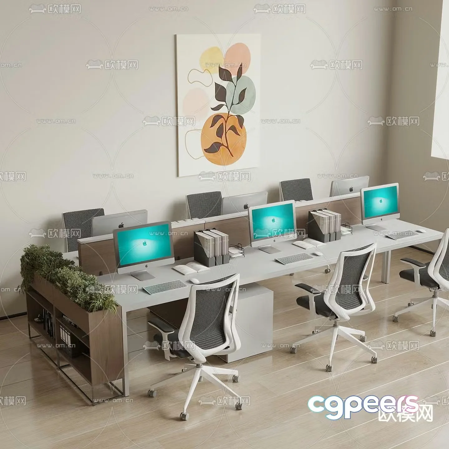 Office desk chair employee chair post 3d model