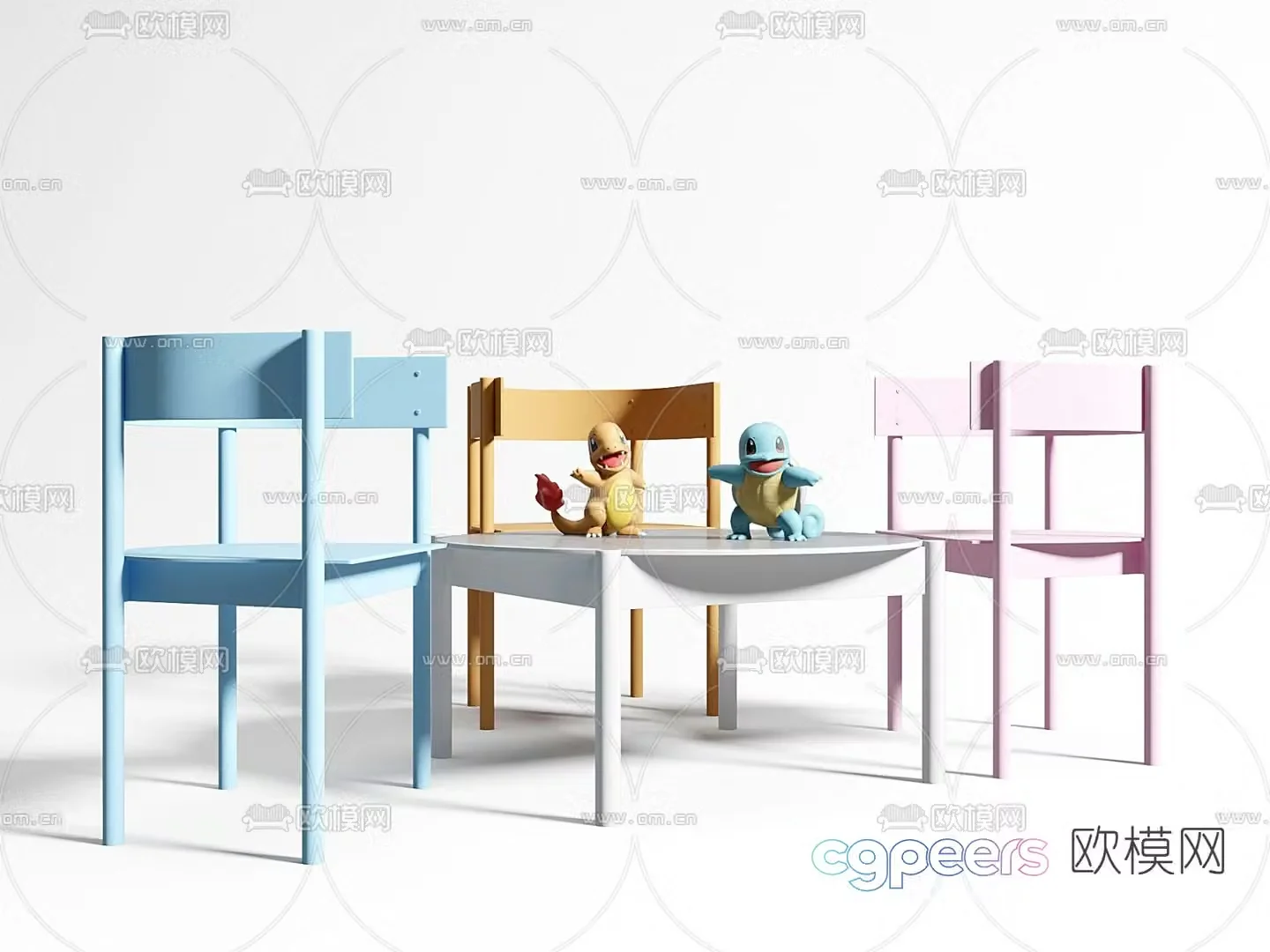 Modern children’s table and chair 3d model