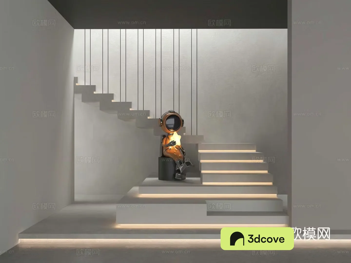Wasabi Middle Ages stairs micro cement doll 3D model