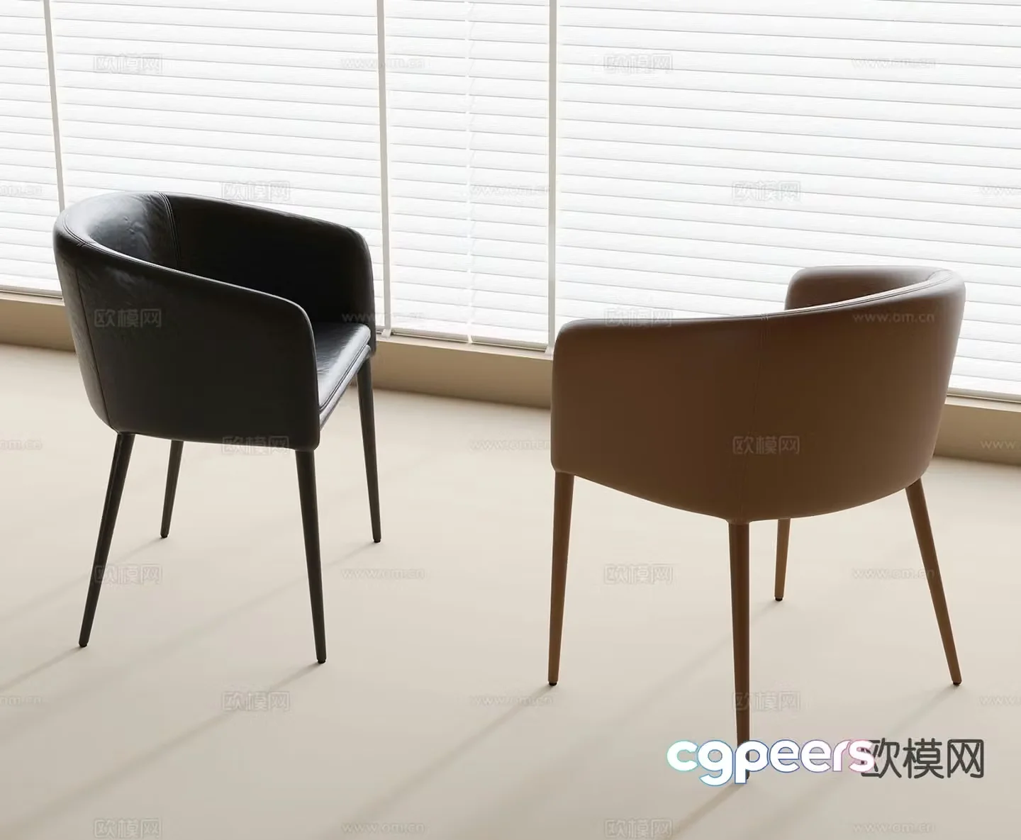 leather chair dining chair 3d model