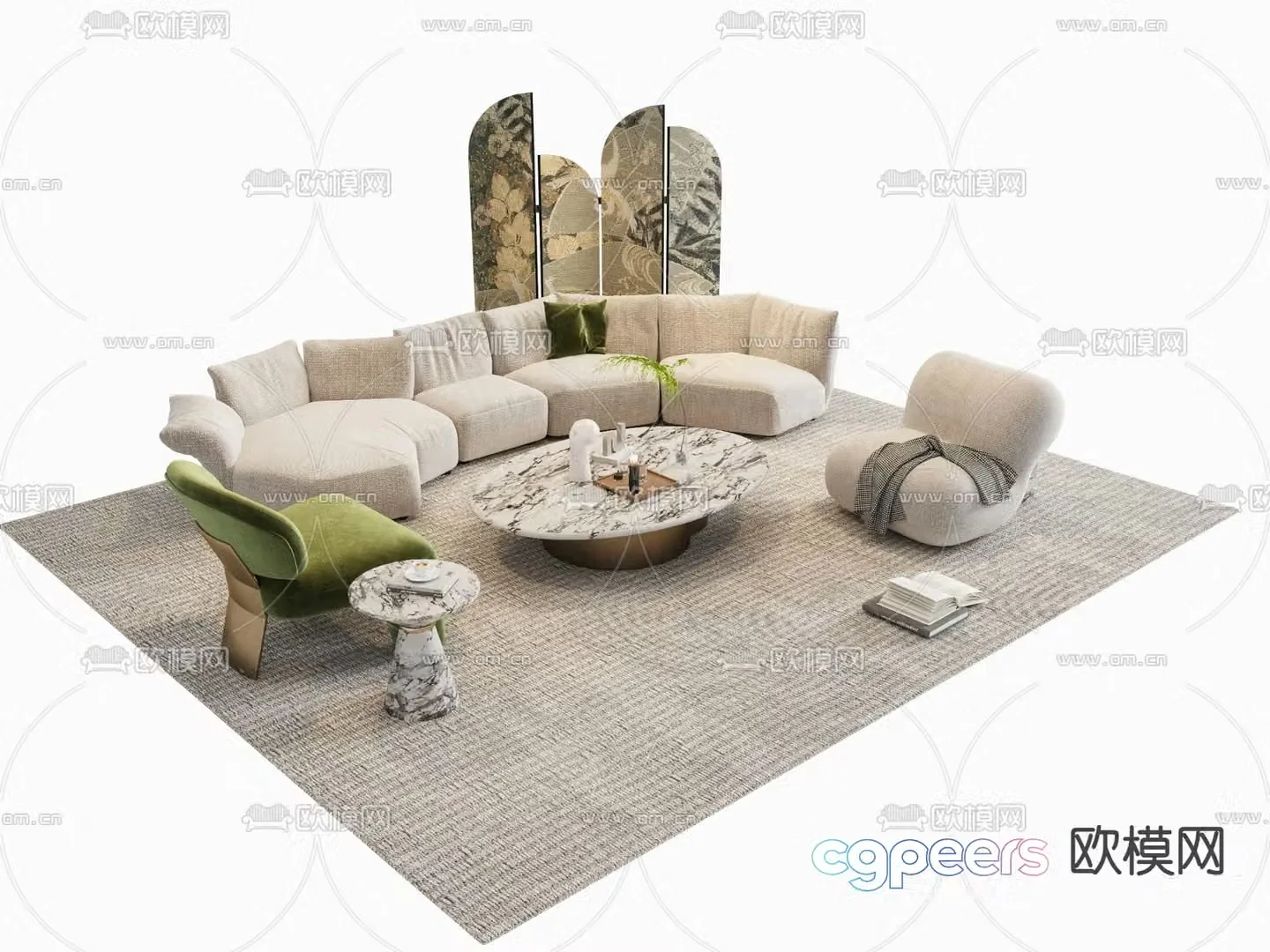 French sofa set 3d model