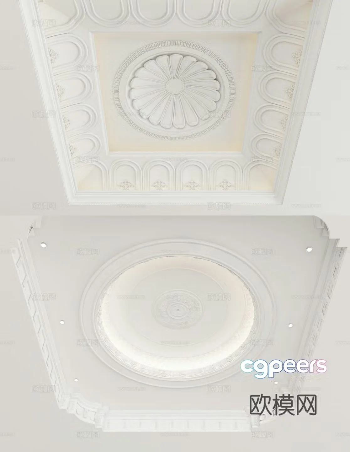 European style ceiling gypsum carved ceiling 3D model