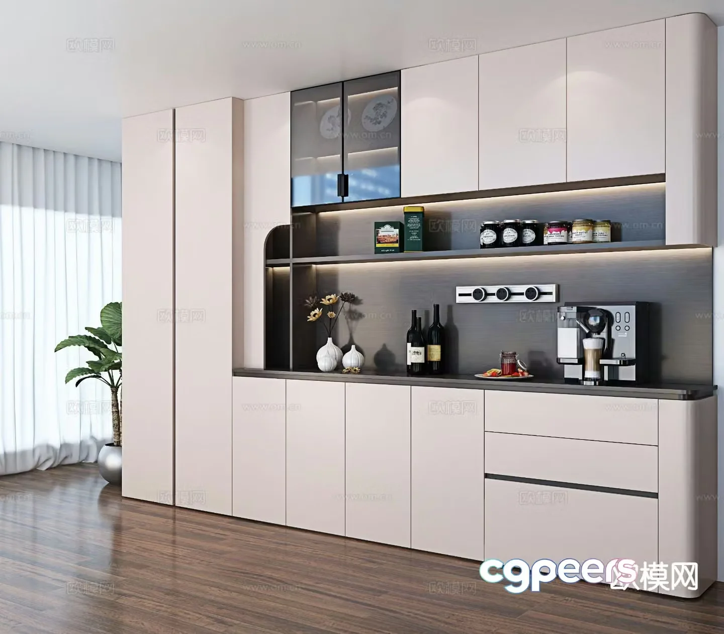 Modern sideboard wine cabinet 3d model