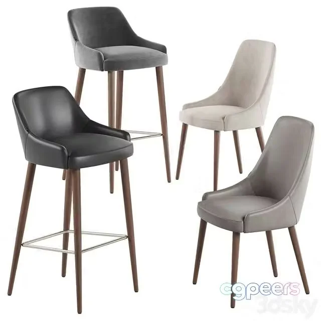 3ds Max Free – Luxdeco Torre Adima side chair and barstool