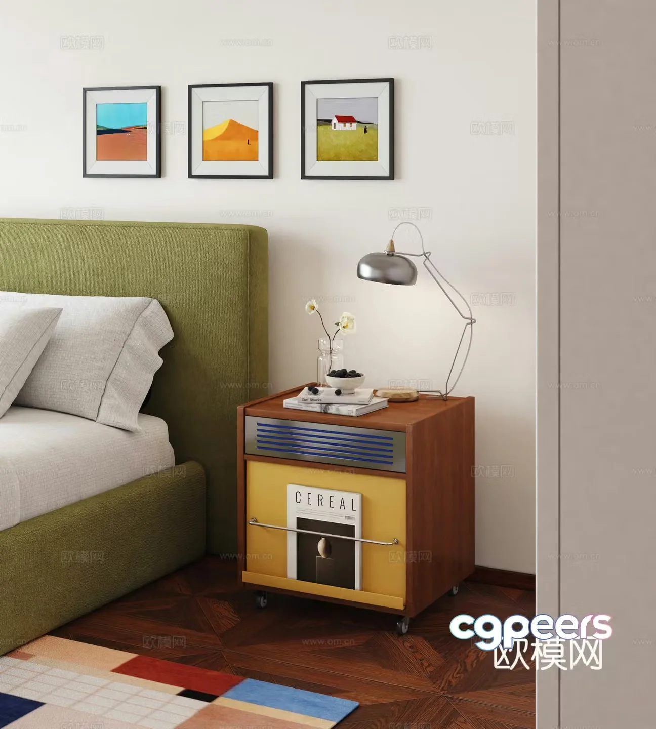 Modern Bauhaus bedside table retro bedside table finished bedside table 3D model