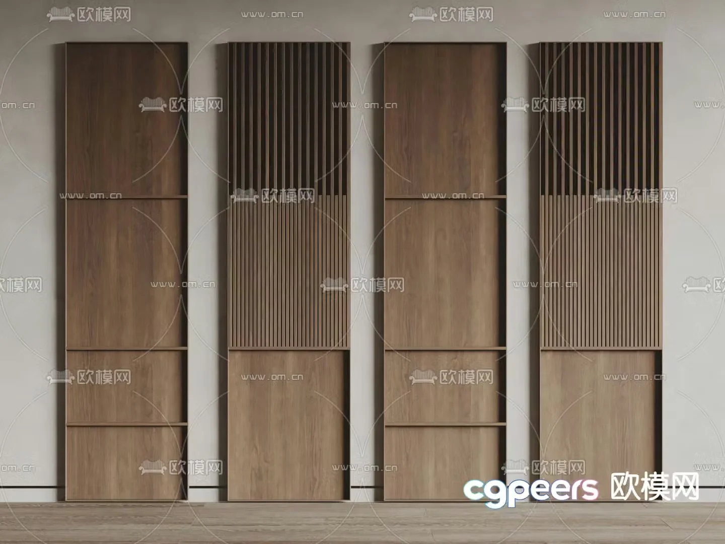 Wood veneer wall panel Grating board 3d model