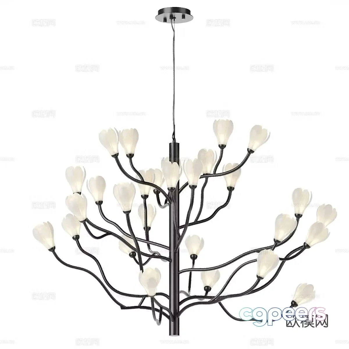 French chandelier petal chandelier 3d model
