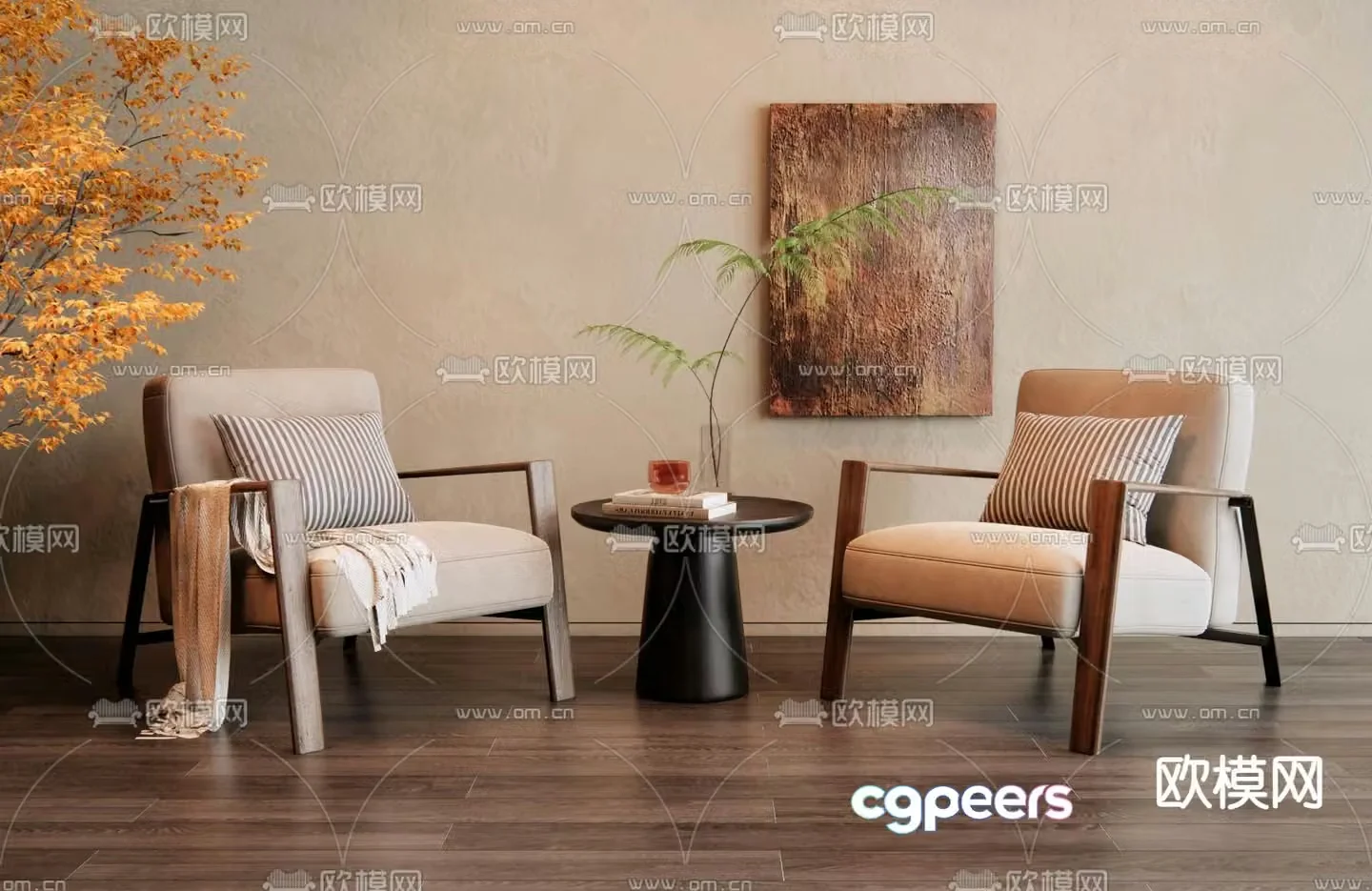 Modern chair leisure chair table 3d model