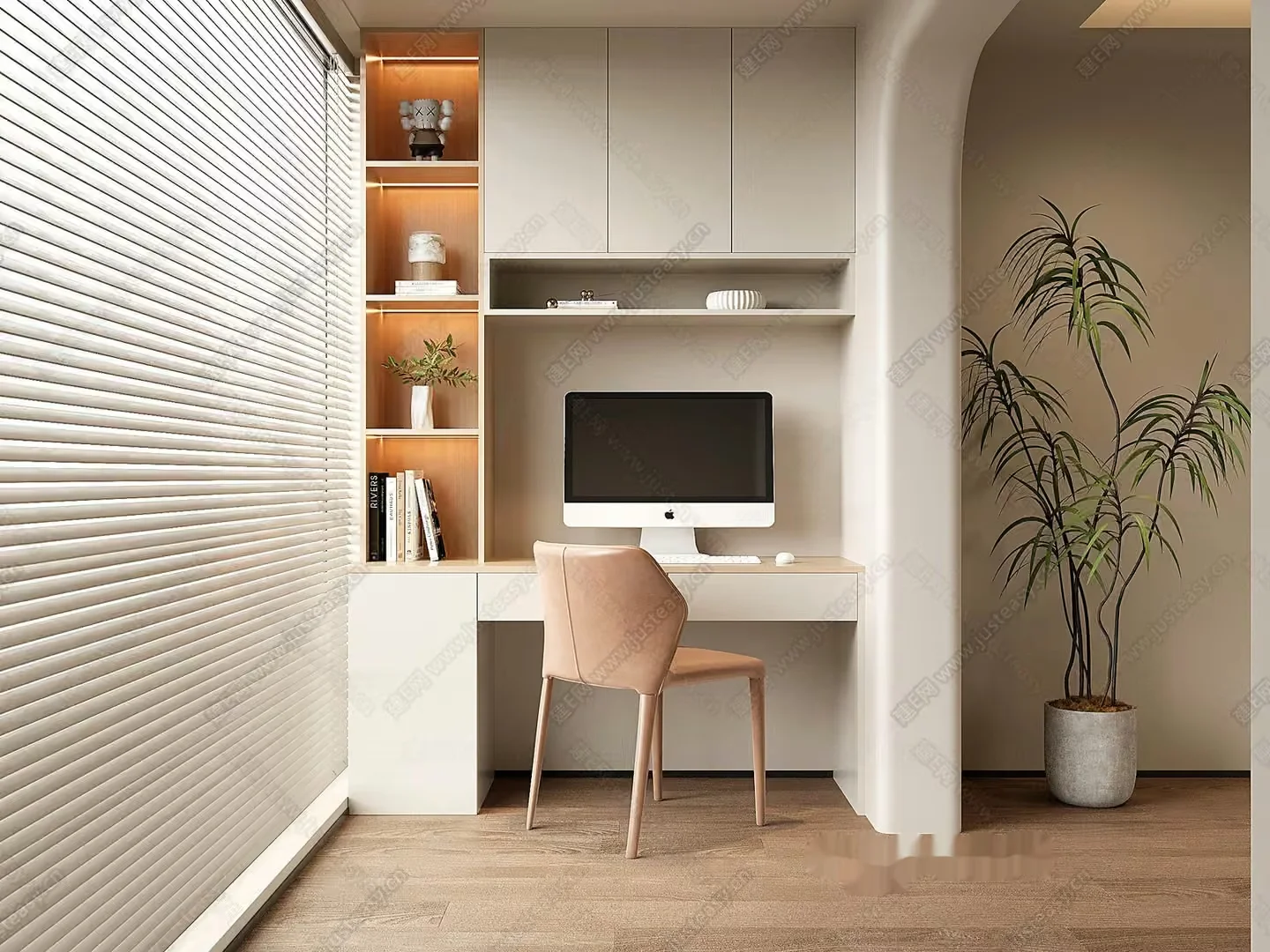 Modern Home Office Setup 3D Model – 23418 – VRAY Render