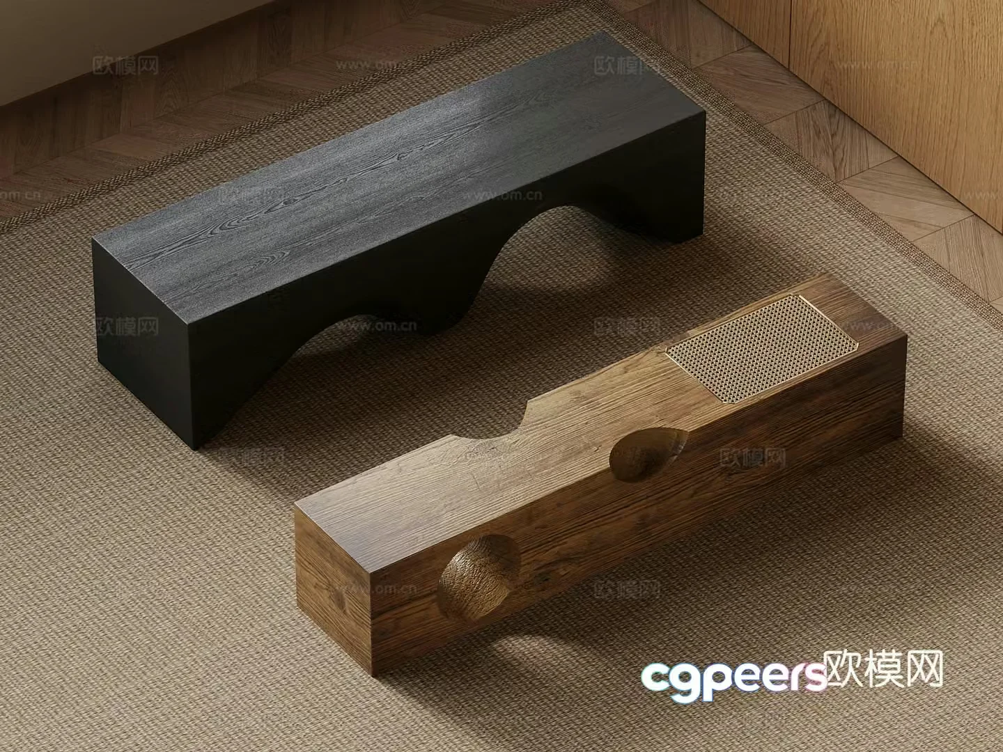 16 new Chinese-style solid wood bench 3D model