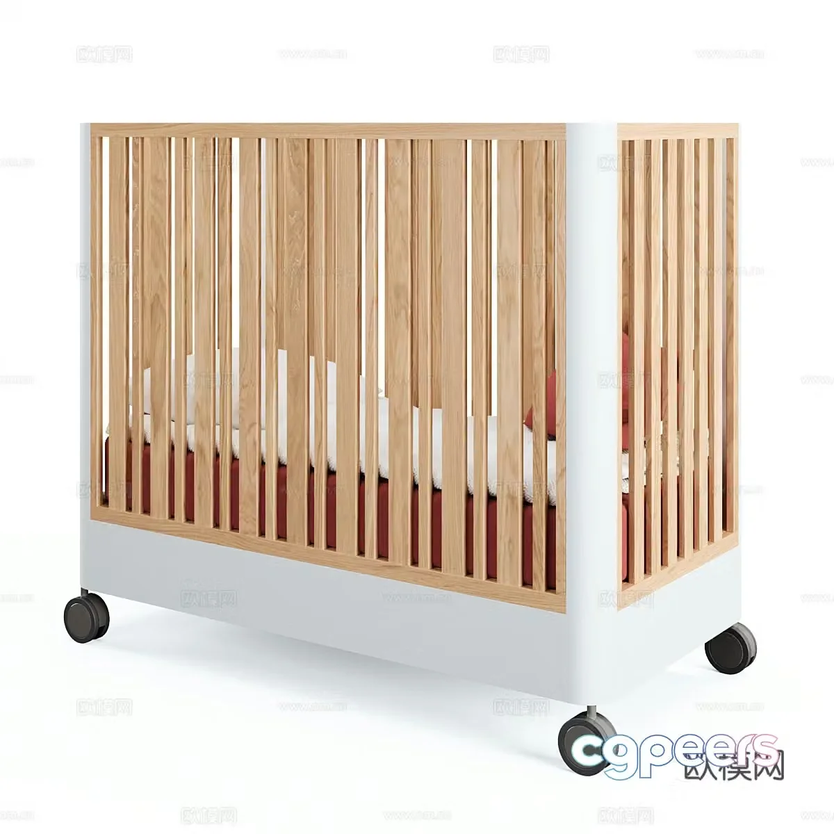 Nordic minimalist cribs baby bed cradle bed 3D model