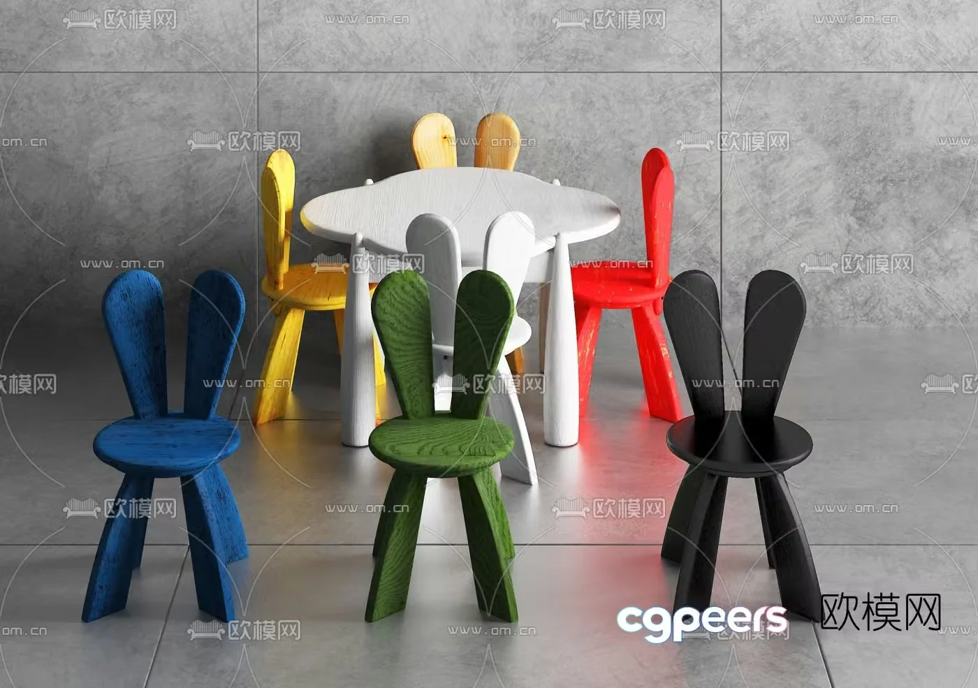 Nordic Kindergarten Children’s Tables and Chairs 3D Model
