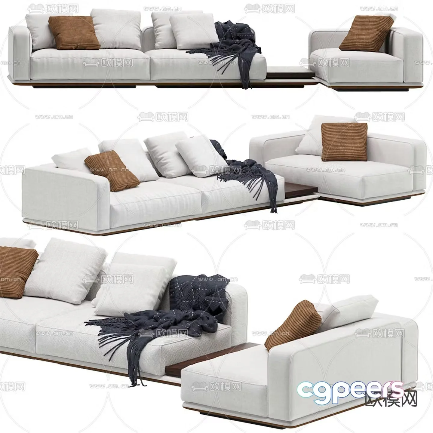 Minotti modern white corner sofa 3d model