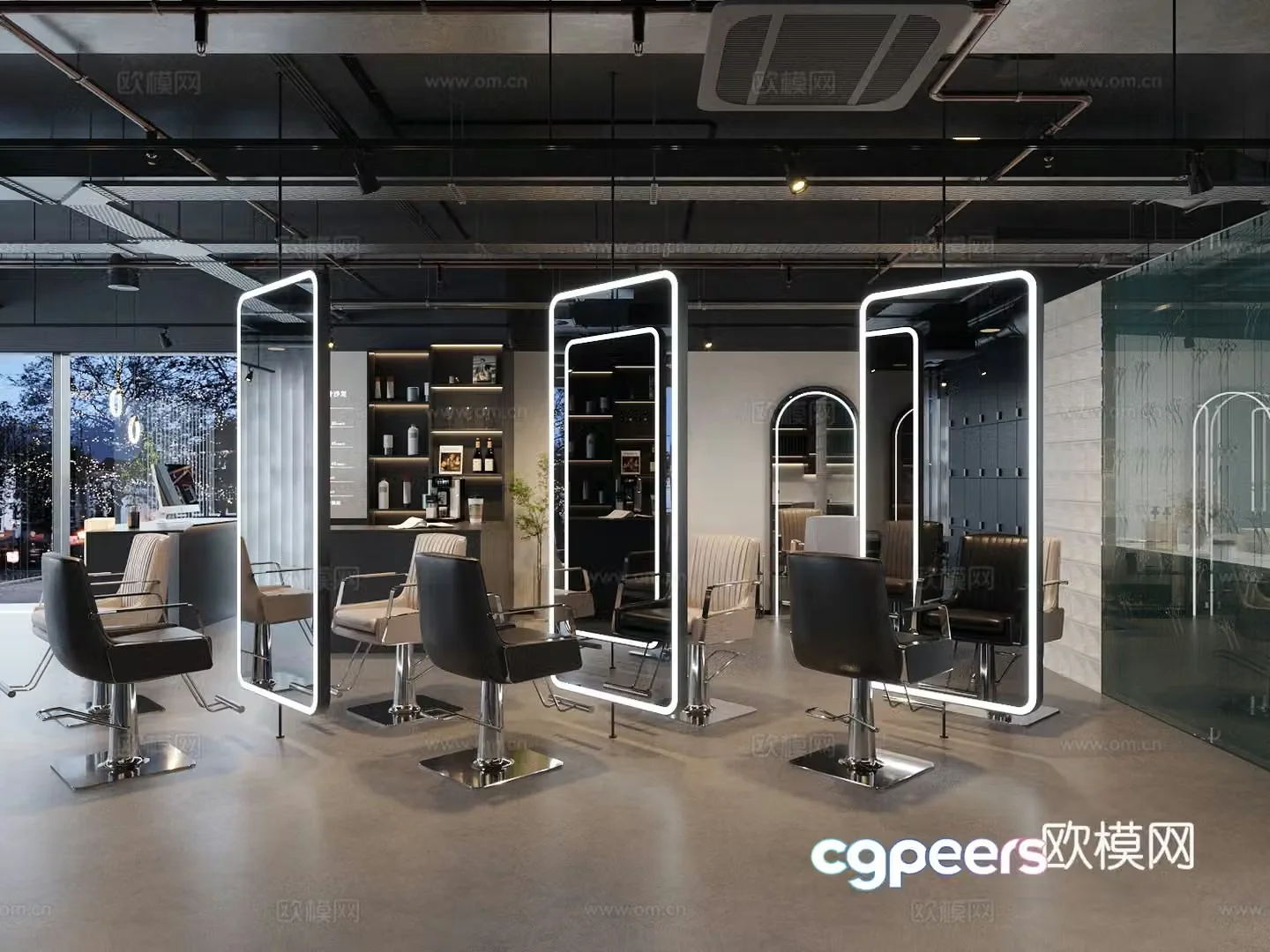 Modern barber shop Hairdressing shop 3d model