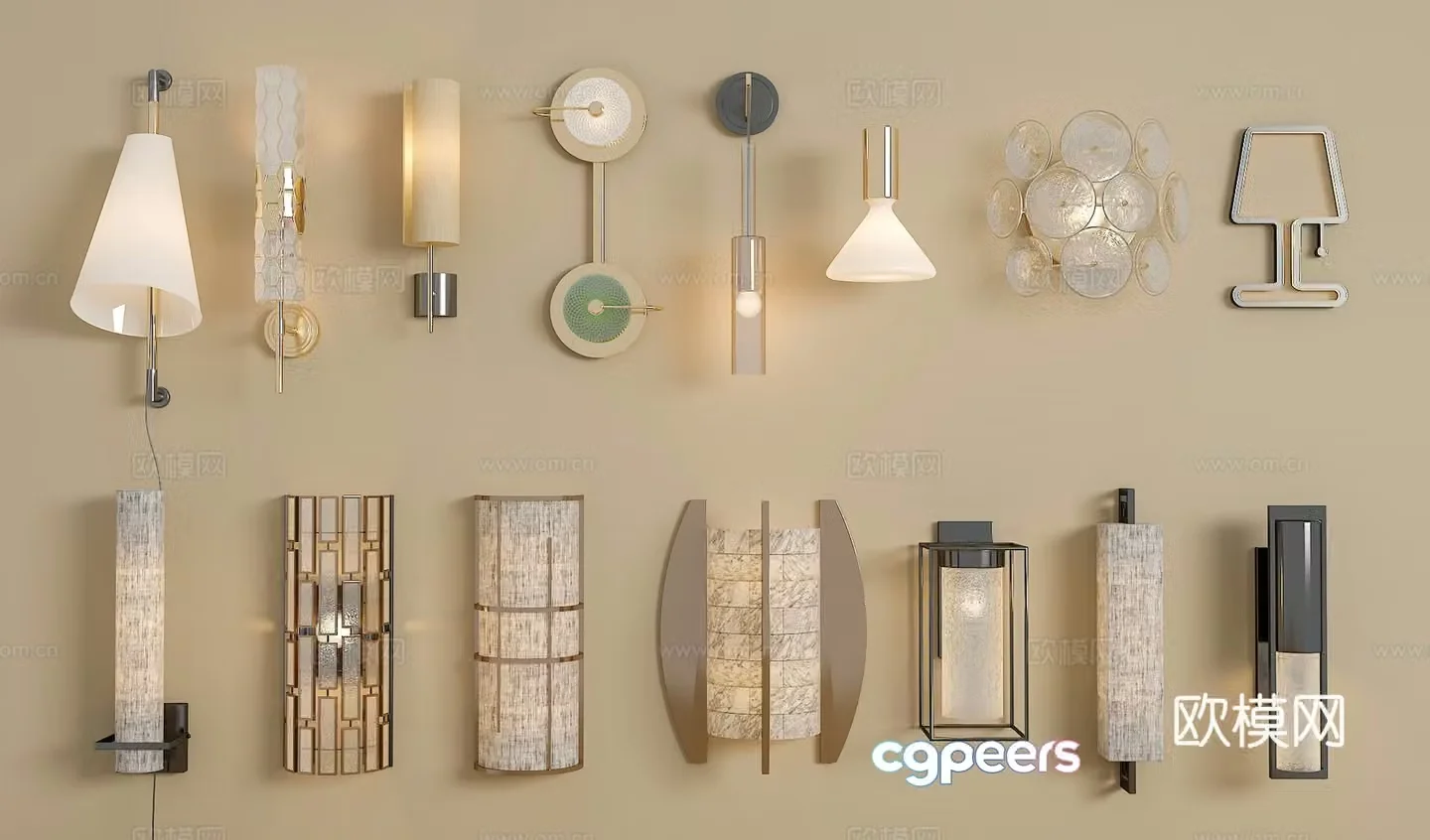 New Chinese style wall lamp Crystal wall lamp Long strip wall lamp Metal wall lamp Glass wall lamp 3D model