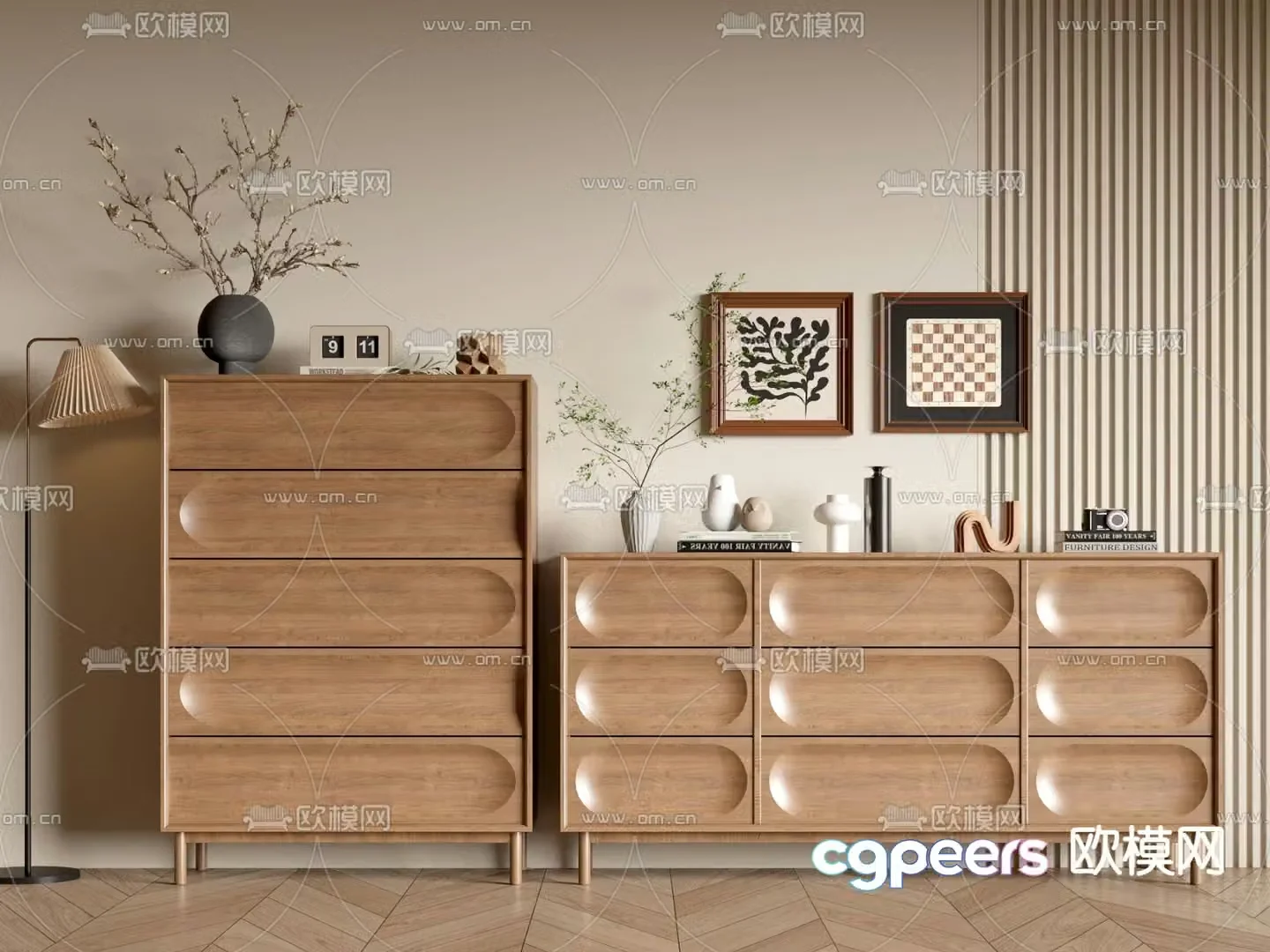 Nordic chest of drawers entrance cabinet 3d model