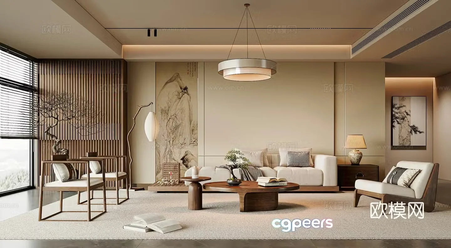 New Chinese style living room 3d model