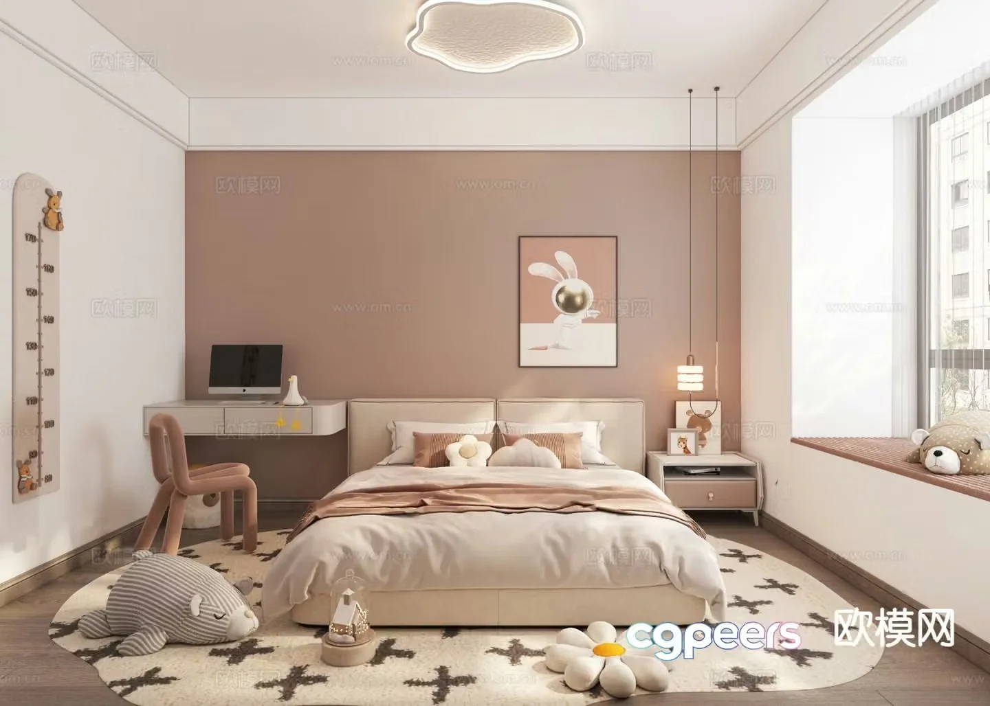 Modern children’s room girl’s room 3d model