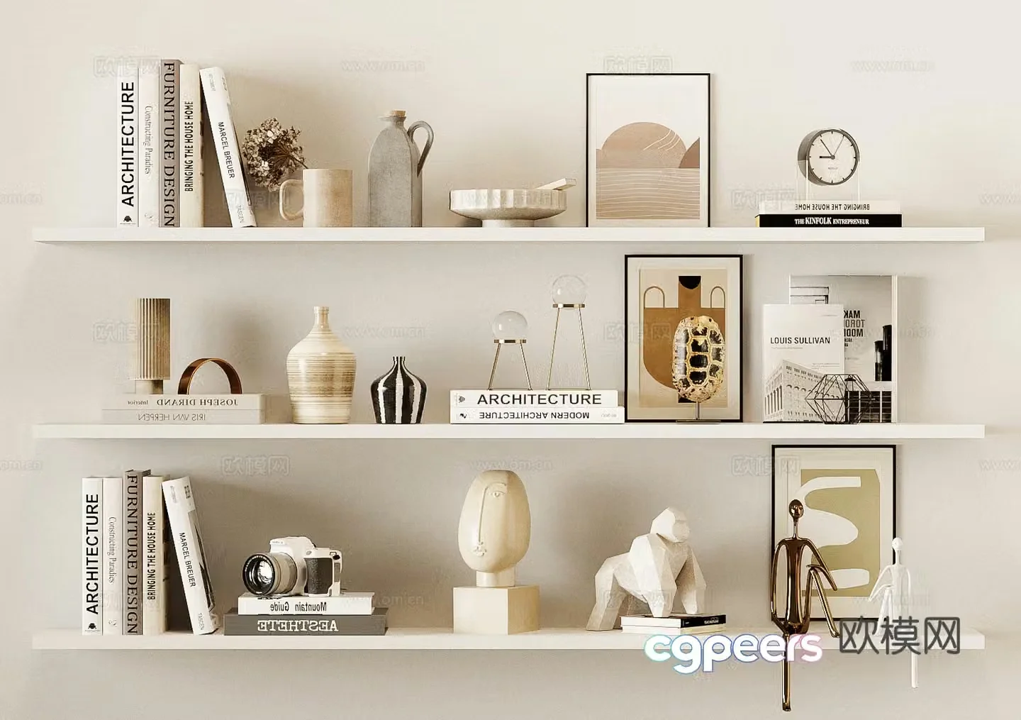 Modern books decorations 3d model
