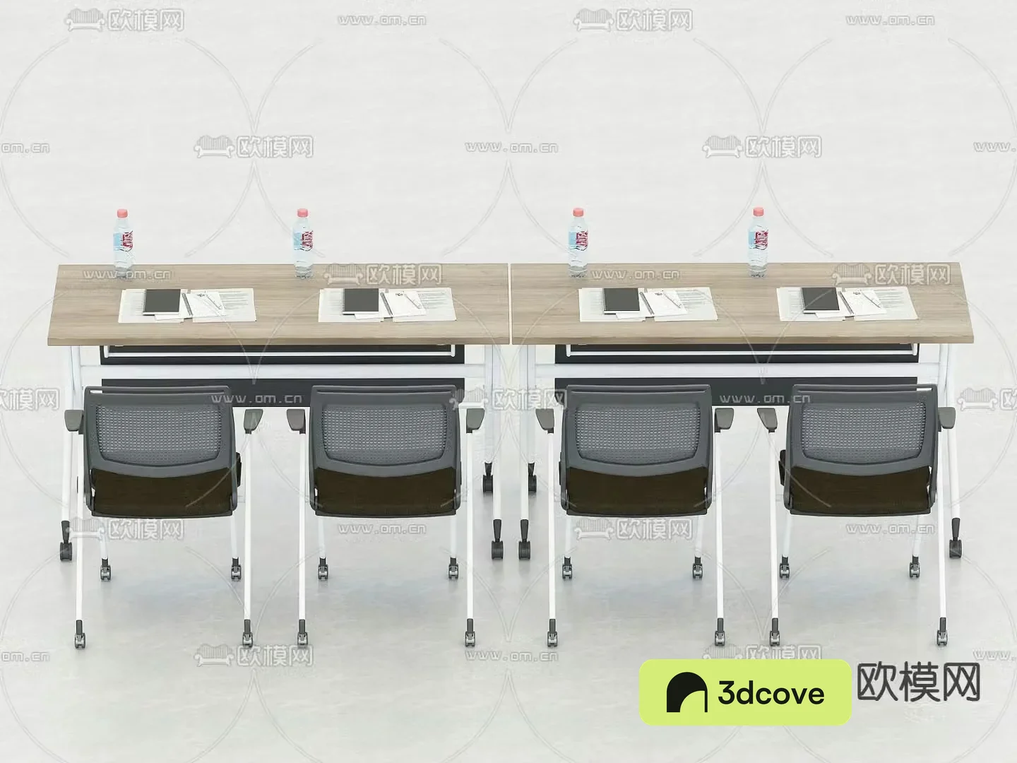 Training table conference table folding table movable table and chair 3d model