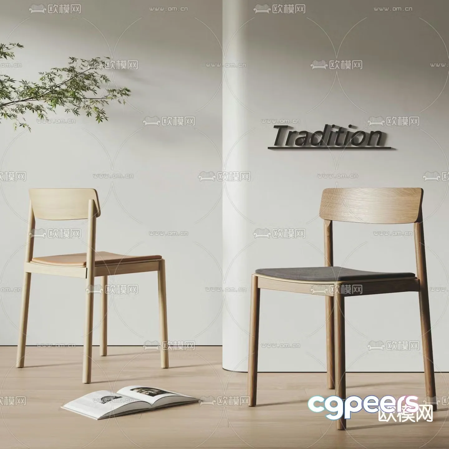 Tradition dining chair single chair 3d model