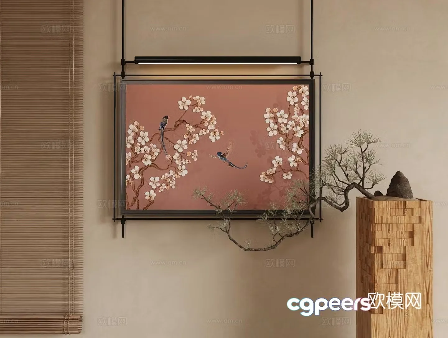 New Chinese style decorative painting flower and bird painting hanging painting 3D model
