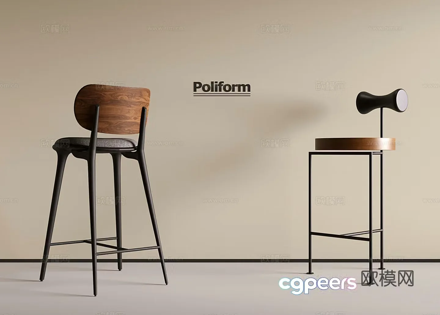 Modern medieval bar chair bar stool wooden bar chair 3d model