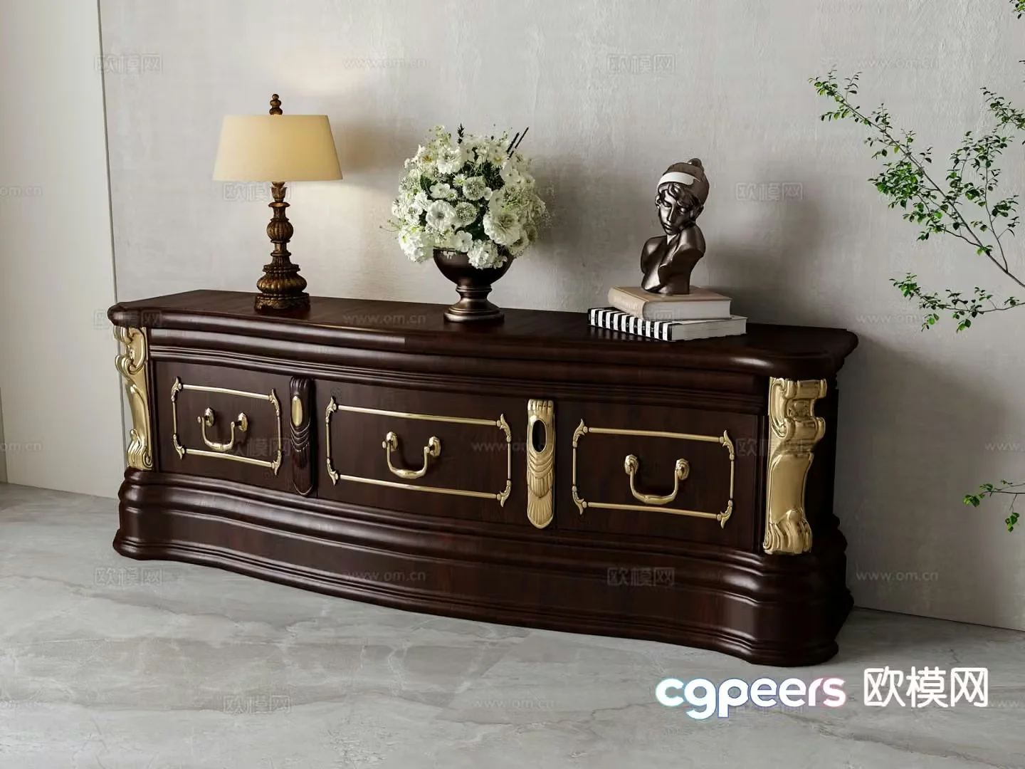 American TV cabinet 3d model