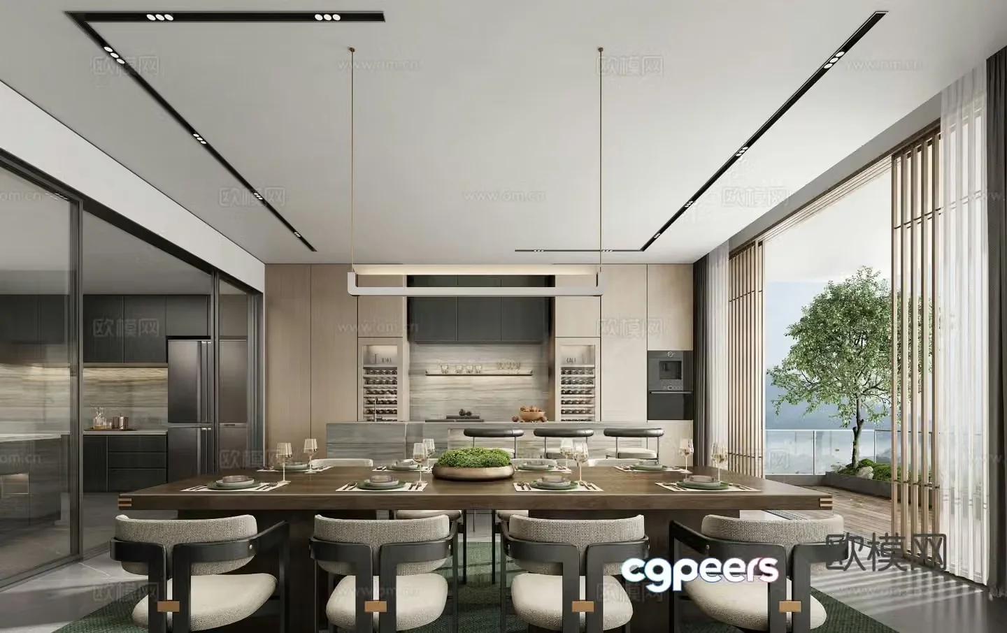 Italian restaurant villa restaurant 3d model