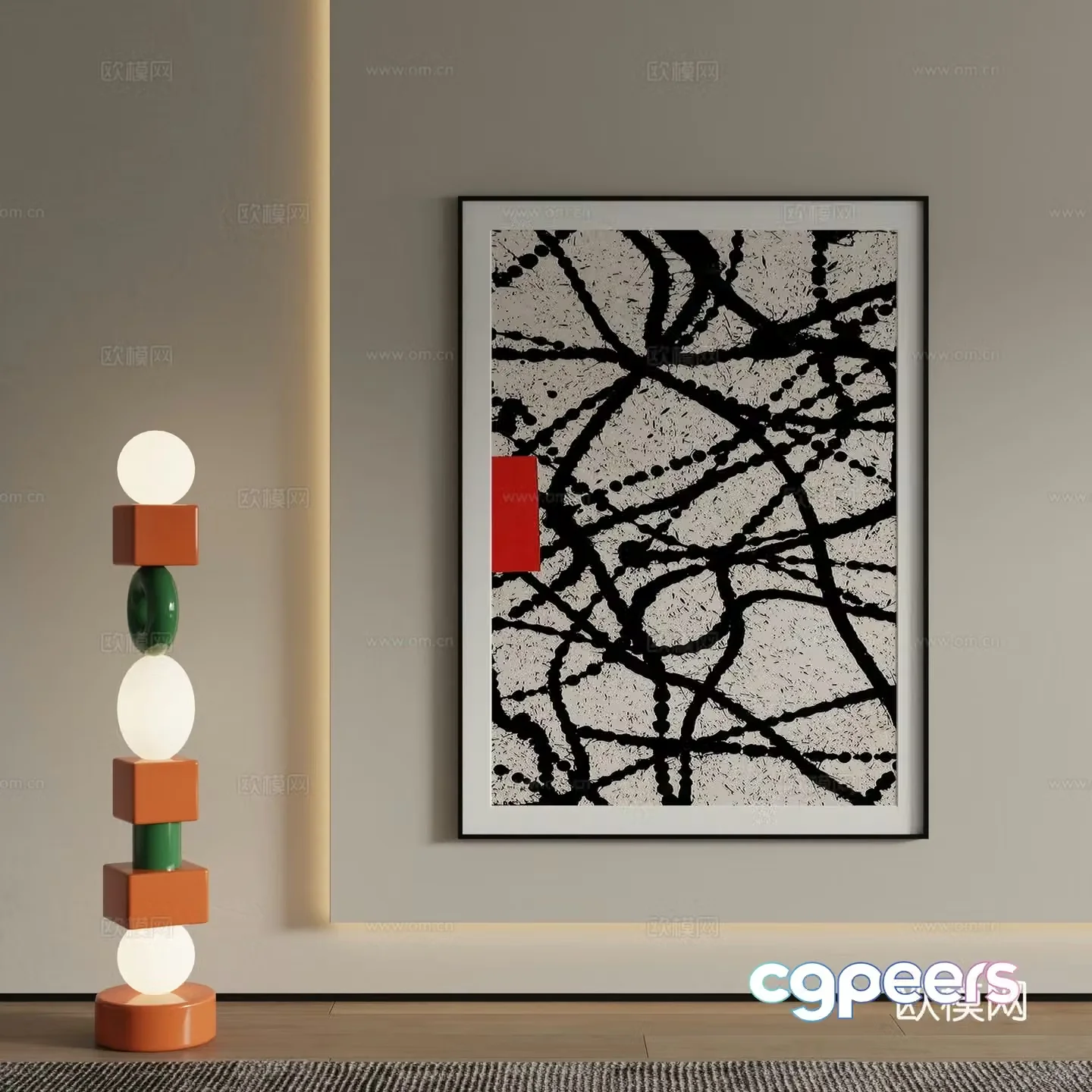 Modern decorative painting Abstract painting 3d model