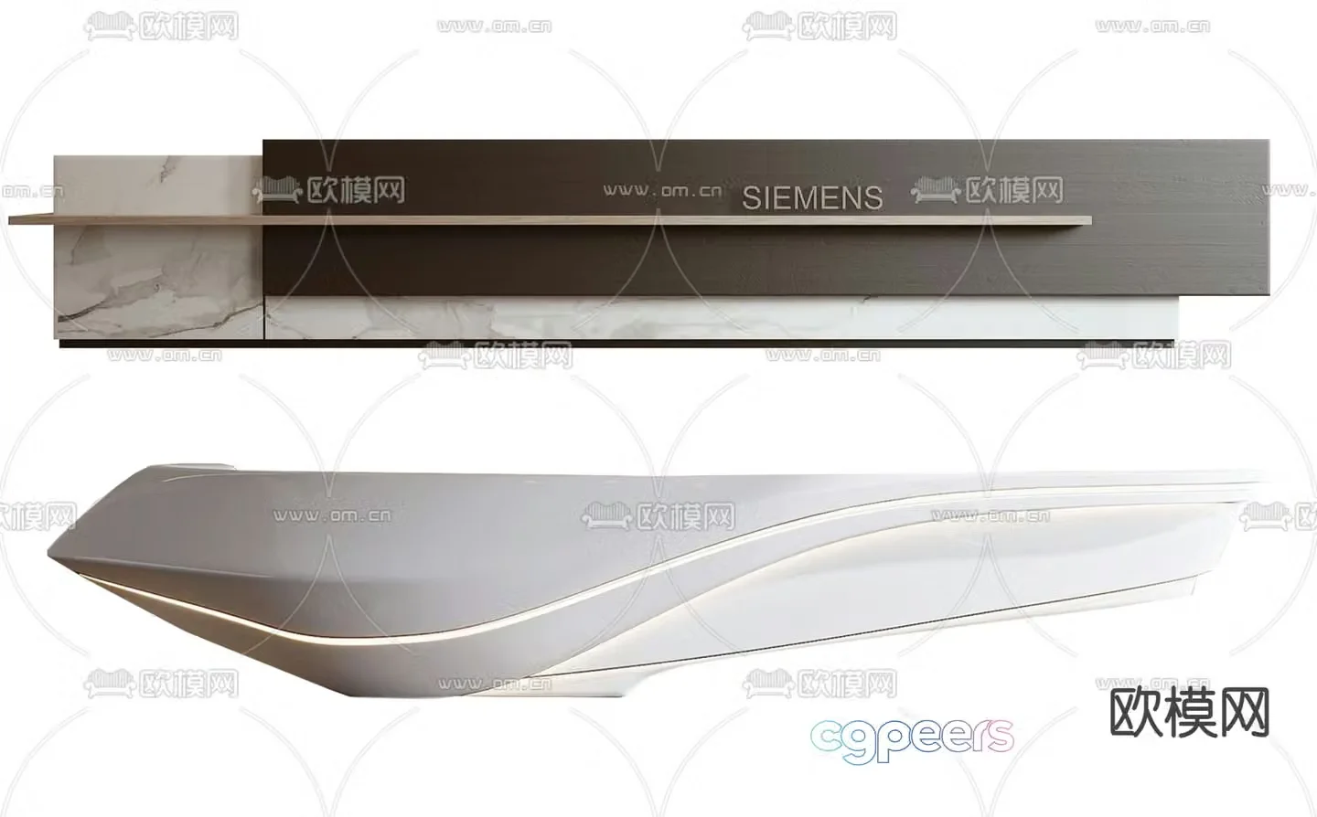 Front desk reception desk service desk 3d model