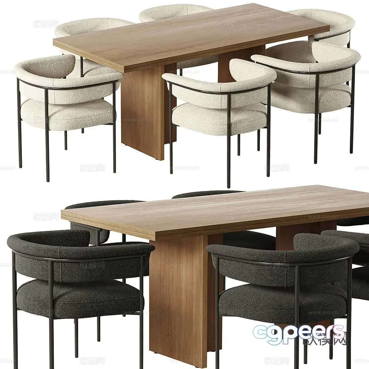 Modern Italian dining table and chair combination 3D model