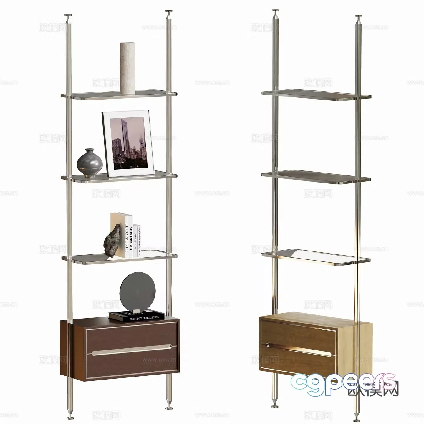 Modern metal open bookcase bookcase 3d model