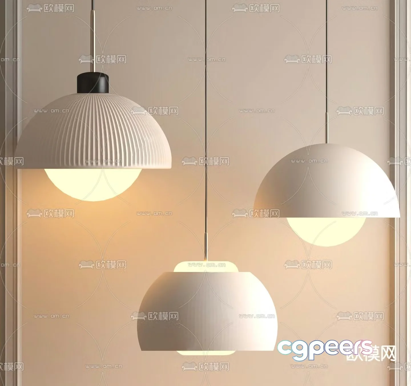 Cream style chandelier round chandelier 3d model