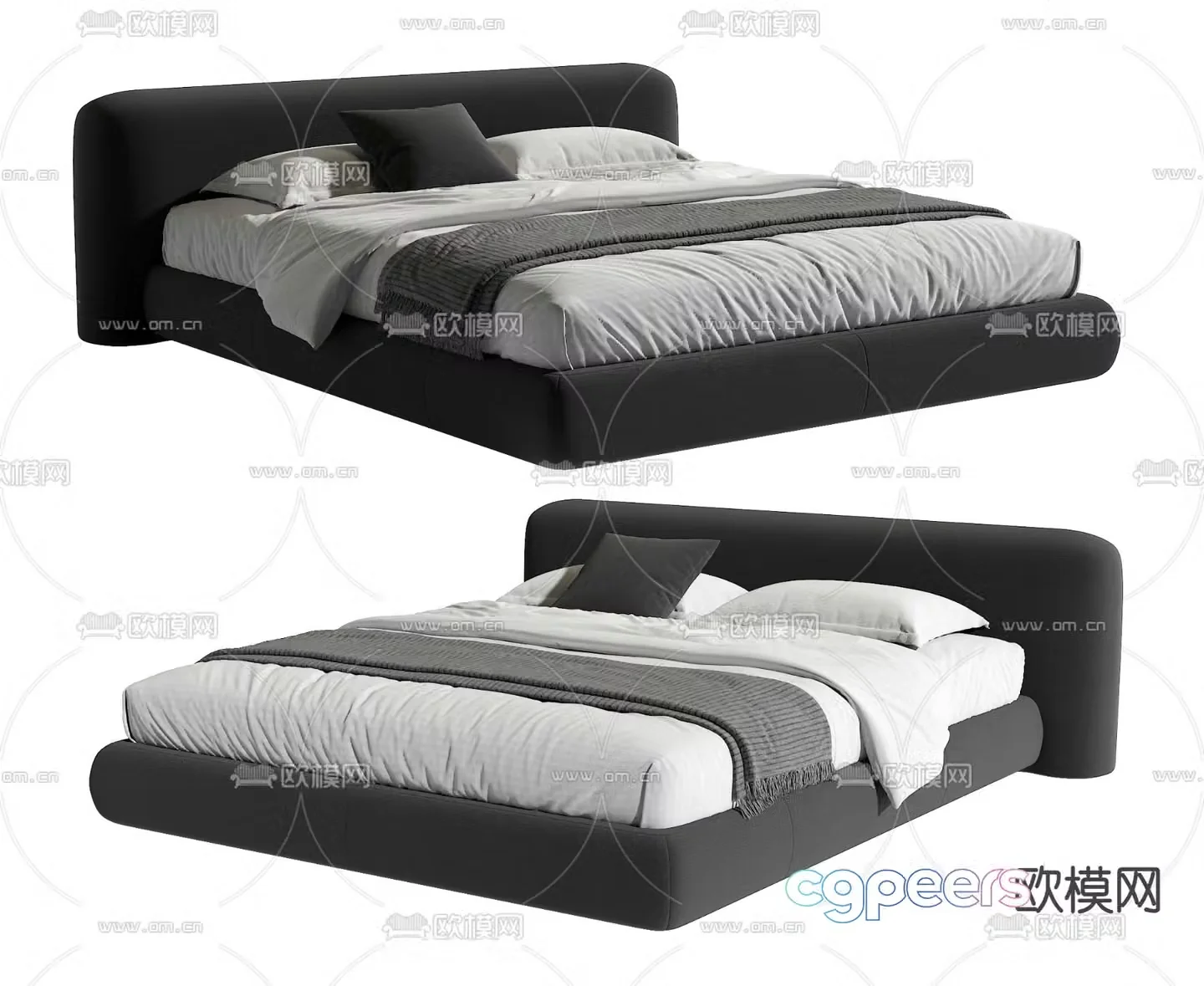 Modern double bed 3d model