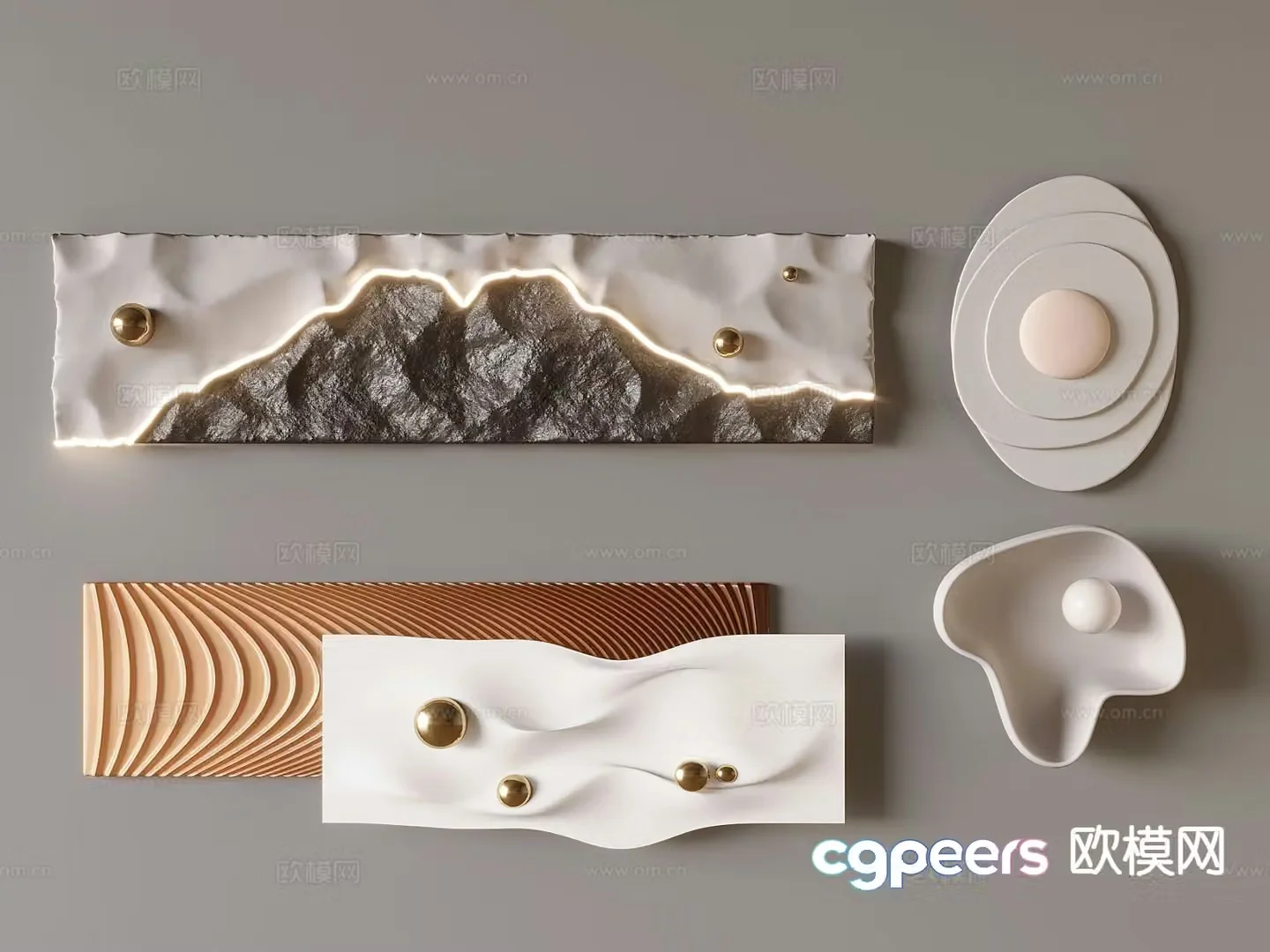 Modern texture three-dimensional relief wall decoration 3D model