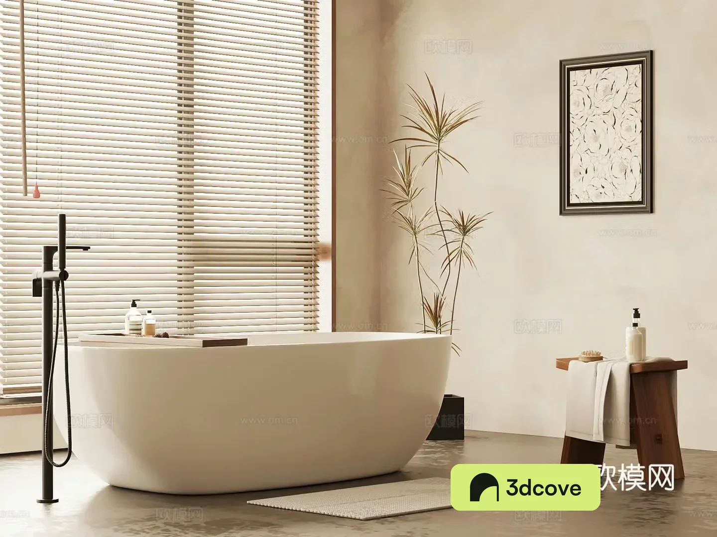 Middle-aged bathtub Bathroom small pieces 3D model