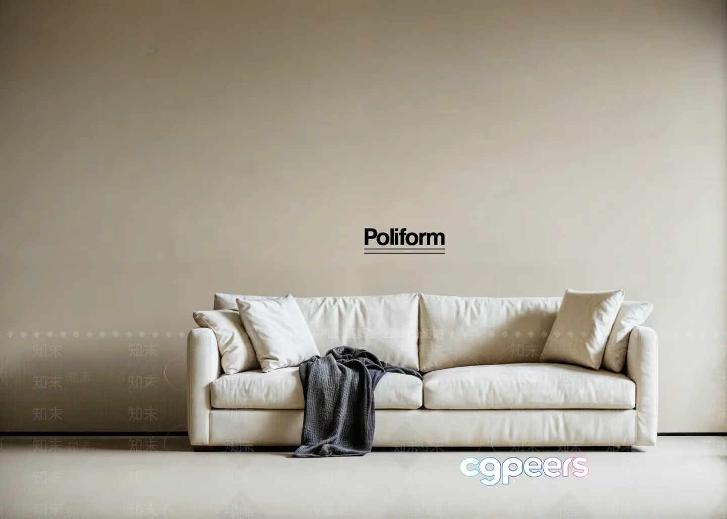 A White Couch With A Blanket 3D Model – 234 – VRAY Render