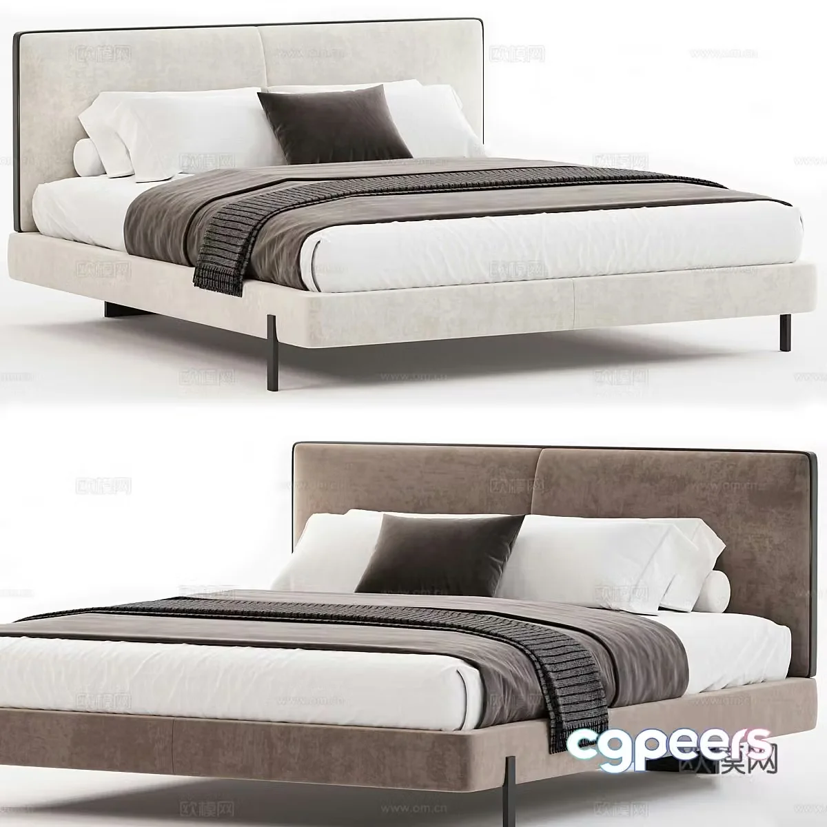 Modern Italian fabric double bed 3D model