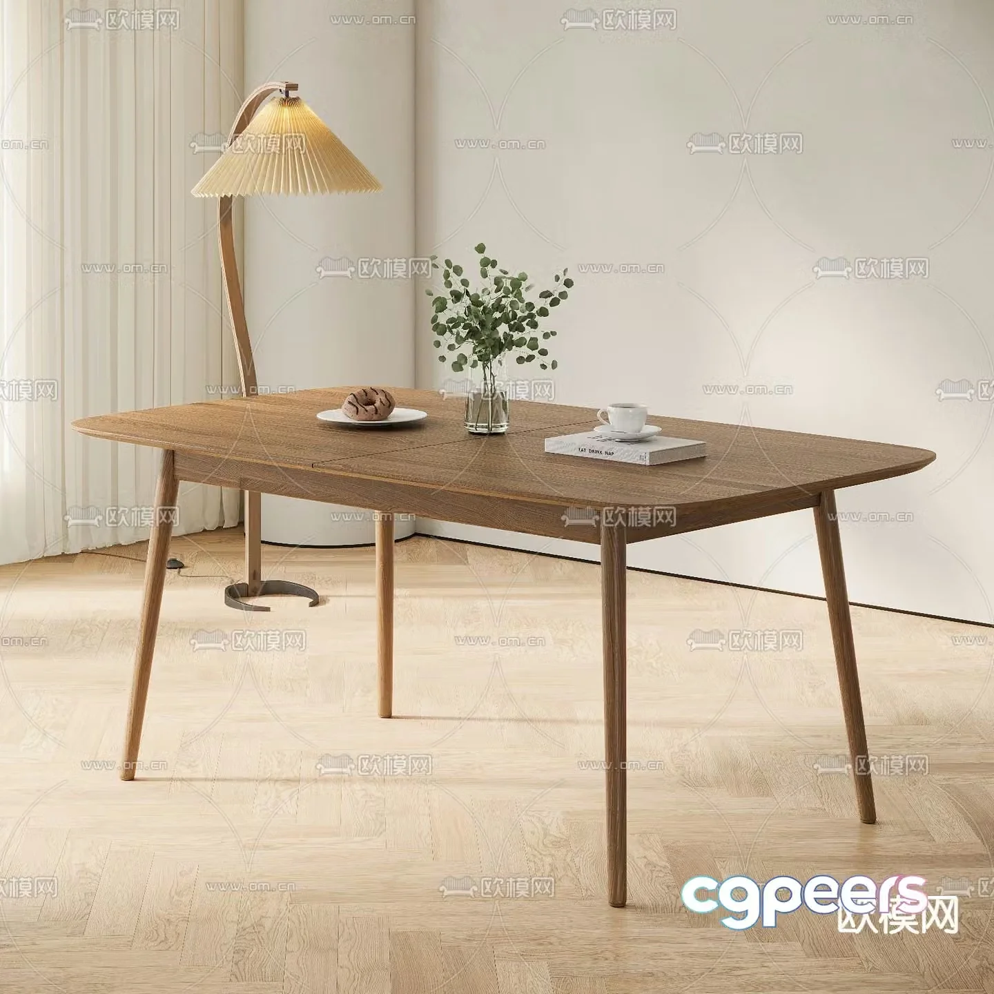 Nordic dining table strip dining table 3d model